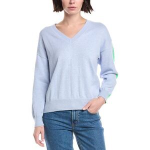 Wispr Womens  Summer Stripe Silk-Blend Sweater, Blue